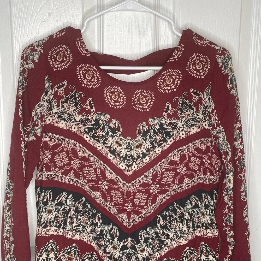 Free People Smooth Talker Tunic in Burgundy/Red S